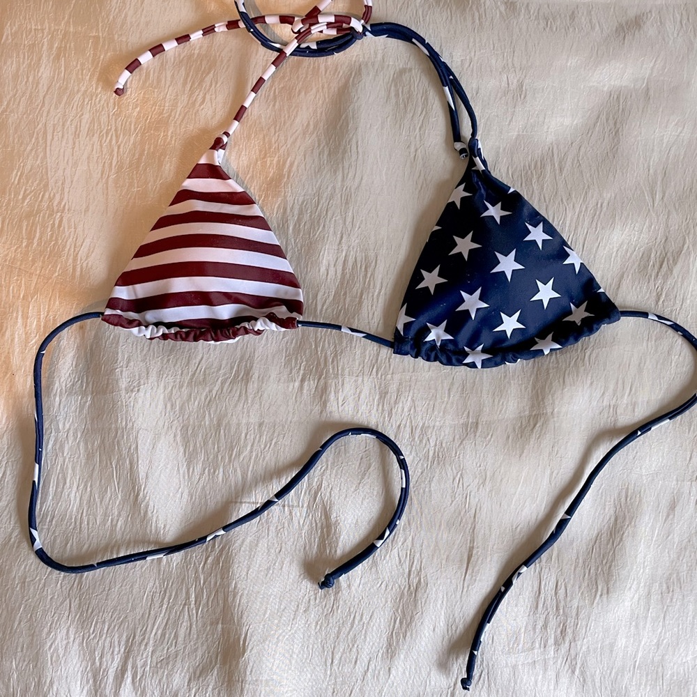 Stars & Stripes String Bikini Top Small